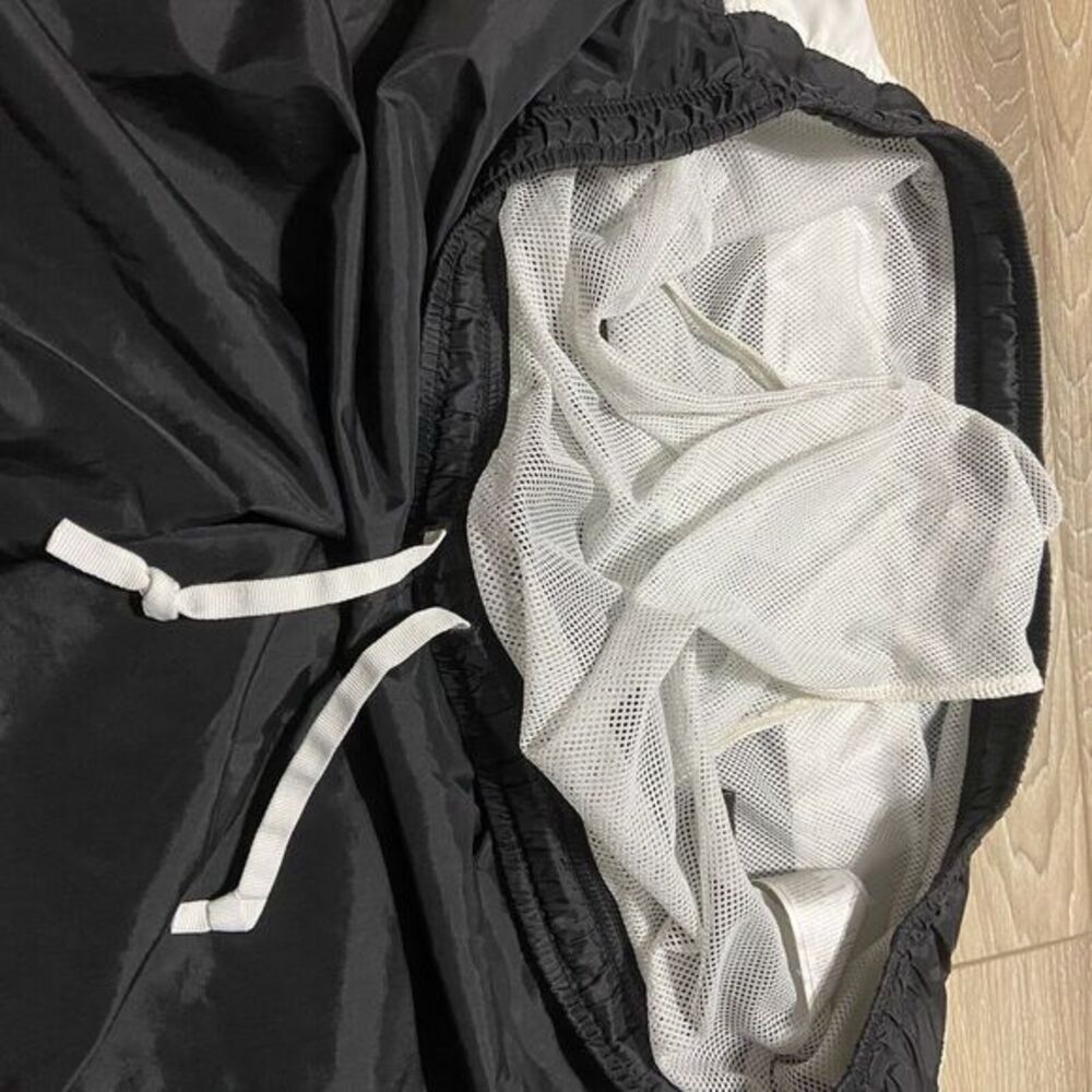 NWOT VTG 90s Nike Spell out Swoosh Shorts Swim Trunks Sewn Logo Lined mesh Black - Picture 6 of 11